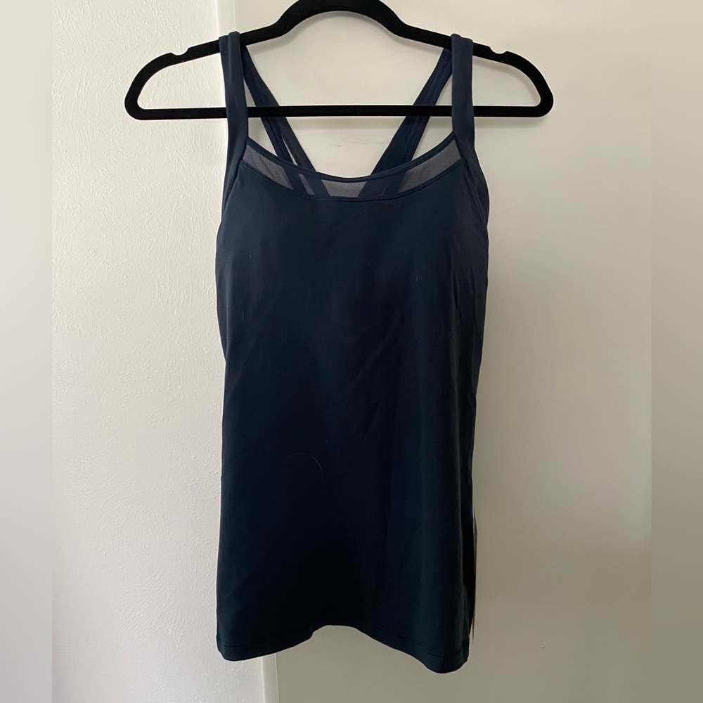 Navy blue Lululemon athletic top with built in bra - never worn with tags